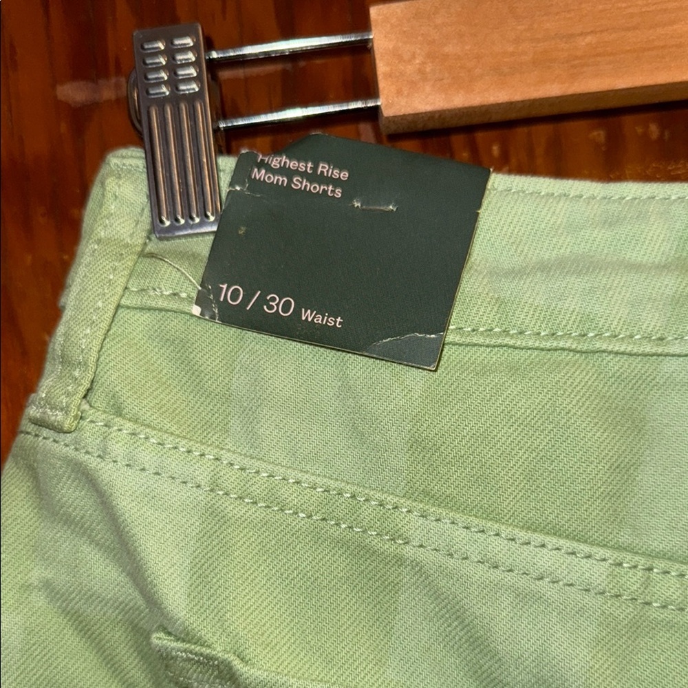 Wild Fable Green Jean Shorts Cuffed Hem Checker Board Pattern - Picture 4 of 5